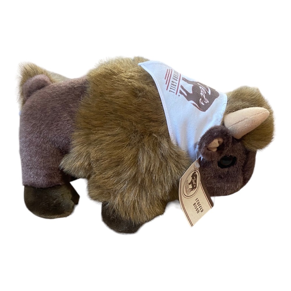 Plush Bison Stuffed Buffalo Realistic Ted's Montana Grill w/ Tag 12” Collectable
